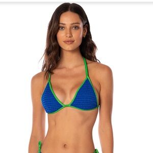 NWT Maaji Cobalt Blue Celestina Fixed Triangle Bikini Top Reversible